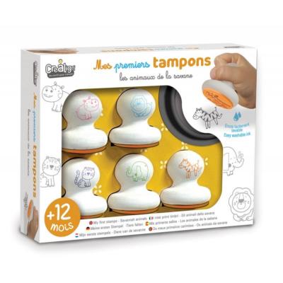 Coffret Premiers Tampons Animaux de la Savane 5 tampons 12 mois Crealign