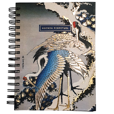 Agenda perpétuel Grues Japonaises Spirale 230p 17.5x21.5 cm Semainier Ed Desastre