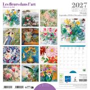 Calendrier mural 2027 Les Fleurs dans l'Art 12 illustrations 16 mois 30X30 cm Ed Desastre