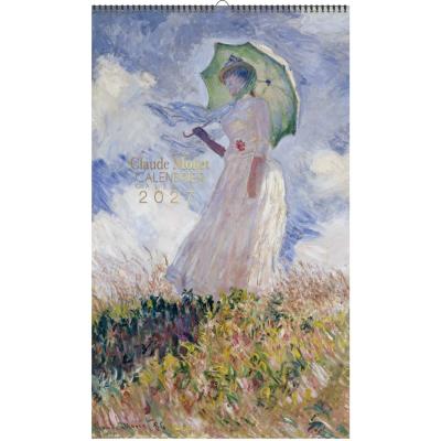 Calendrier mural Luxe 2027 Claude Monet 12 illustrations 12 mois Doré Or chaud 49X29 cm Ed Desastre