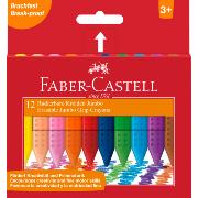 Craies Plastique Jumbo 12 Couleurs Grip Effaçables Faber Castell