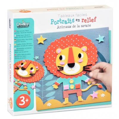 Coffret Portraits en Relief 5 Tableaux Animaux 3 ans Crealign