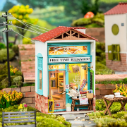 Kit Maquette Bois Ville miniature Boutique Librairie Free Time Bookshop 8.5x6.2x12.8 cm DS008