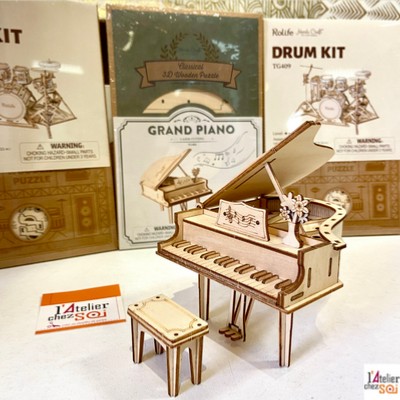 [Musique] Maquettes Instruments de Musique Piano et Batterie en Bois