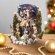 Carte Noël 3D Village du Père-Noël Santa's Village 16x16 Décor en relief avec enveloppe