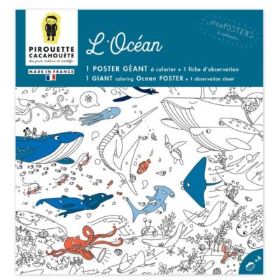 Poster Géant à colorier Fonds marins et Océan 100x70 cm Pirouette Cacahouète