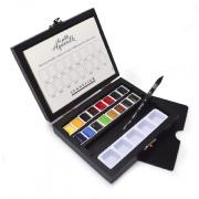 Aquarelle Fine Coffret Bois Sennelier 16 demi-godets et Accessoires La petite Aquarelle