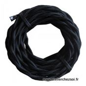 Cable électrique torsadé tissu noir 3 mètres