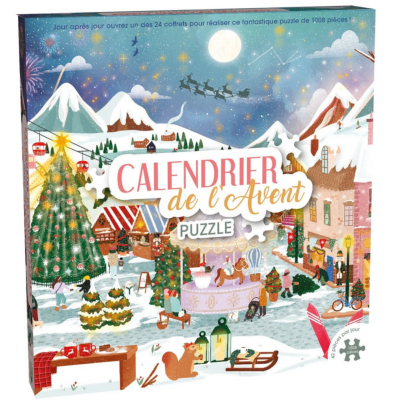 Calendrier de l'Avent Puzzle Village de Noël puzzle 1008 pièces 68x48cm 24 cases 42 pièces Wilson Jeux