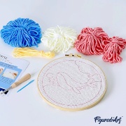 Kit Punch Needle Tournesols Coccinelle Ø20cm Figure d'Art