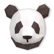 Kit de pliage Prédécoupé Petit Trophée Tête de Panda Marron et Blanc 25x22x22 Agent Paper