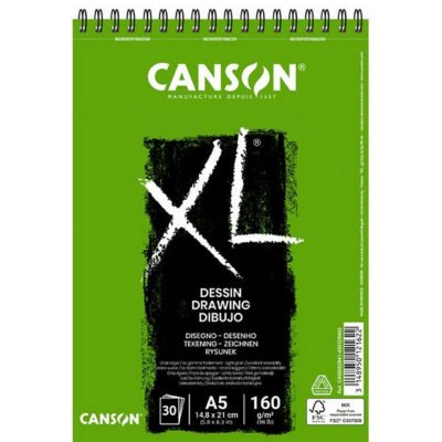 Album Canson XL Dessin Draw A5 160g 30 feuilles 14.8x21cm Spirale