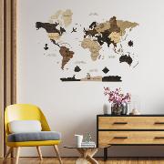 Carte du monde 2D en Bois Multicolore Taille S 55x80 cm Creatif Wood