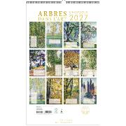 Calendrier mural Luxe 2027 Arbres dans l'Art 12 illustrations 12 mois Doré Or chaud 29X49 cm
