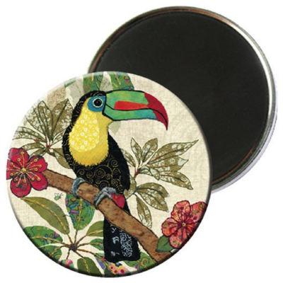 Magnet rond 56mm Oiseau Toucan Amys Bug Art Kiub