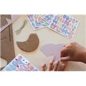 Kit créatif 6 oiseaux poétiques à fabriquer avec  stickers