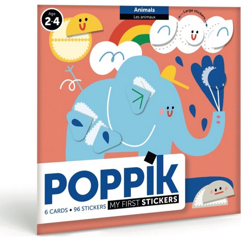 Mes premières Gommettes 6 cartes Bébés Animaux 96 Stickers 2 ans Poppik