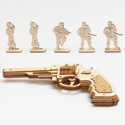 Maquette Bois Pistolet Corsac M60 24cm Puzzle 3D de 102 pièces LQ401 Rokr
