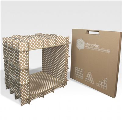 Kit Meuble en carton Module de rangement Stri-Cube sérigraphié Blanc
