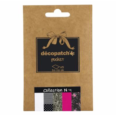 Papier Decopatch Pocket 5 feuilles 30x40cm assorties Collection n°4