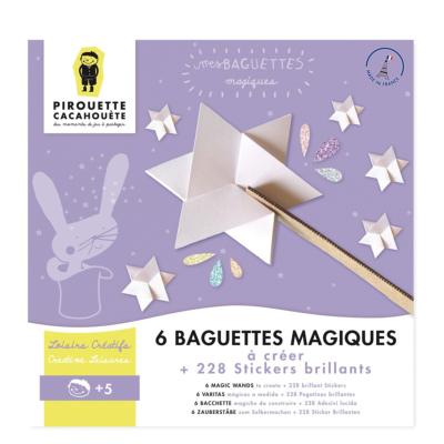 Kit créatif 6 baguettes magiques à créer et décorer avec Stickers brillants