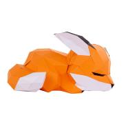 Kit de pliage Prédécoupé Petit Renard Couché Orange et Blanc 33x21x13 Agent Paper