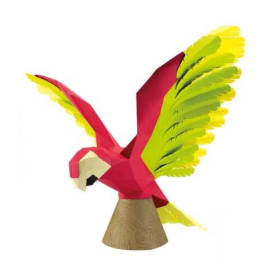 Kit de pliage Prédécoupé Oiseau Perroquet Rouge et Vert 53x37x25 Agent Paper