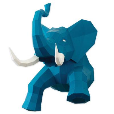 Kit de pliage Prédécoupé Trophée Eléphant Bleu 50x45x43 Agent Paper