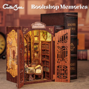 Kit Maquette Book Nook Bookshop Memories 17x12x10 cm Librairie 3D avec Vitre anti-poussière Cutebee