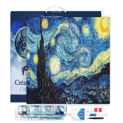 Broderie Diamant Nuit étoilée Van Gogh Toile complète tendue sur chassis 40x50 cm Diamants carrés Figure d'Art