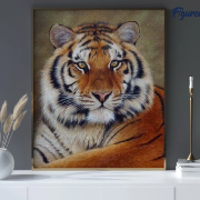 Broderie Diamant Regard de Tigre Toile complète tendue sur chassis 40x50 cm Diamants carrés Figure d'Art