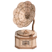 Maquette Bois Gramophone 18 cm Puzzle 3D de 122 pièces