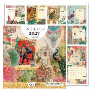 Calendrier mural 2027 Les Indes 12 illustrations Gwenaëlle Trolez 16 mois 30X30 cm Kiub