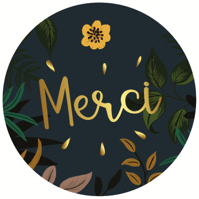 Magnet rond 56mm Petits Messages Merci  Bleu Marine Fleur Le Magnet Français