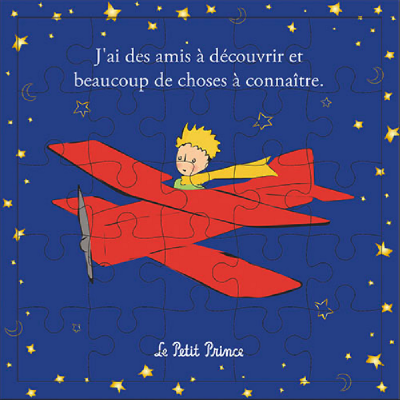 Carte Puzzle Le Petit Prince 25 pièces Avion avec Carte et Enveloppe 17x17 cm Kiub