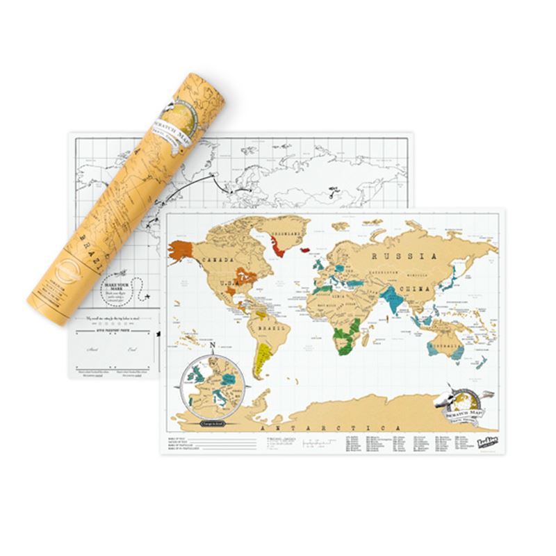 Carte Du Monde à Gratter Biface Version Voyage Scratch Map Luckies