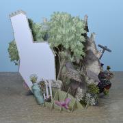 Carte 3D Maison en pierres Post office 16x16 Décor en relief avec enveloppe