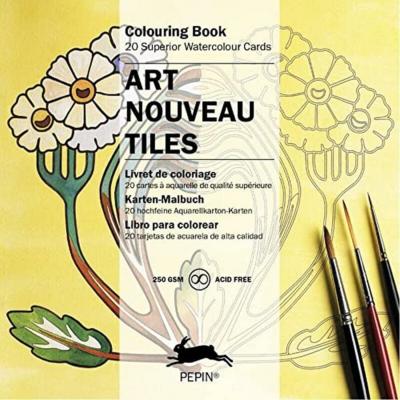 Livre de Coloriage et Dessin Art Nouveau Tiles 20 Cartes 15x15 cm Pepin Press