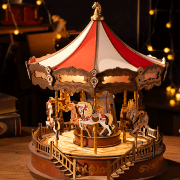 Kit Maquette Carrousel Classique Puzzle 3D Bois Musical et Lumineux 265 pièces AMC01 Rolife