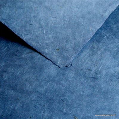 Papier népalais uni couleur Bleu Nuit Feuille 50x75 cm Lokta Fait-main