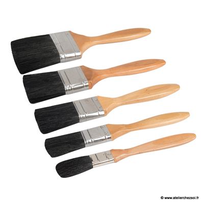 Lot de 5 pinceaux plats soies naturelles Premium