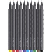 Feutres Fins Grip Finepen 0.4mm Pochette 10 couleurs Faber Castell