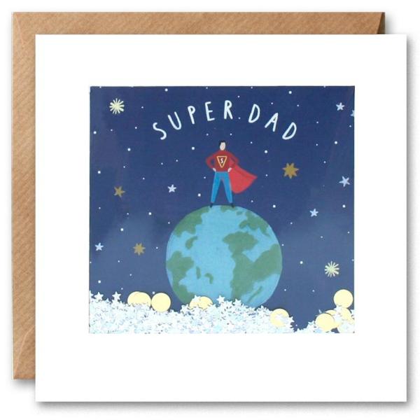Carte A Secouer Super Papa Paillettes 12x12 Avec Enveloppe
