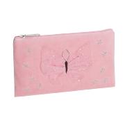 Trousse plate Papillon Rose 21 x 12 cm Velours et Tulle