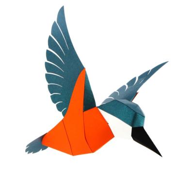 Kit de pliage Prédécoupé Oiseau Martin Pêcheur Orange Bleu Agent Paper