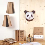 Kit de pliage Prédécoupé Petit Trophée Tête de Panda Marron et Blanc 25x22x22 Agent Paper