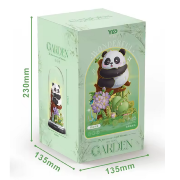 Kit Mini-briques sous Cloche Panda assis Branche Fleurs H19cm Ø11cm 1083 pièces Panda Garden