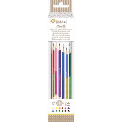 Tube de 12 crayons double pointes 24 couleurs Avenue Mandarine