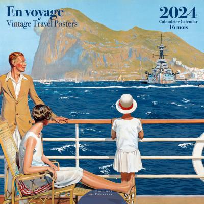 Calendrier mural 2024 En Voyage Vintage 12 illustrations 16 mois 30X30 cm Ed Desastre