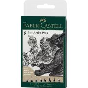 Pochette 8 Feutres Noirs XXS S F M B C FH et 1.5 Pitt Artist Pen Faber Castell